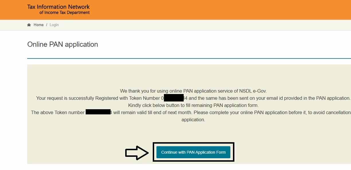 Click On "Continue With PAN Application Form" Button - How to change name on pan card online in few steps[100% Working] | Step8