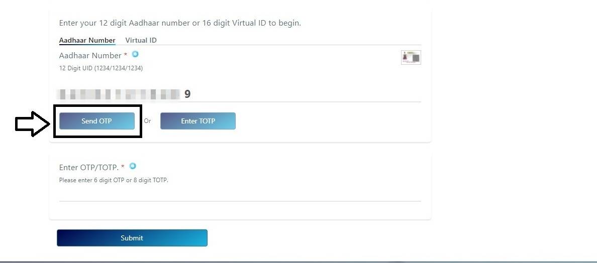 Click "Send OTP" button - Aadhar Card: How To Check Aadhaar Linked To Bank Account | Step7